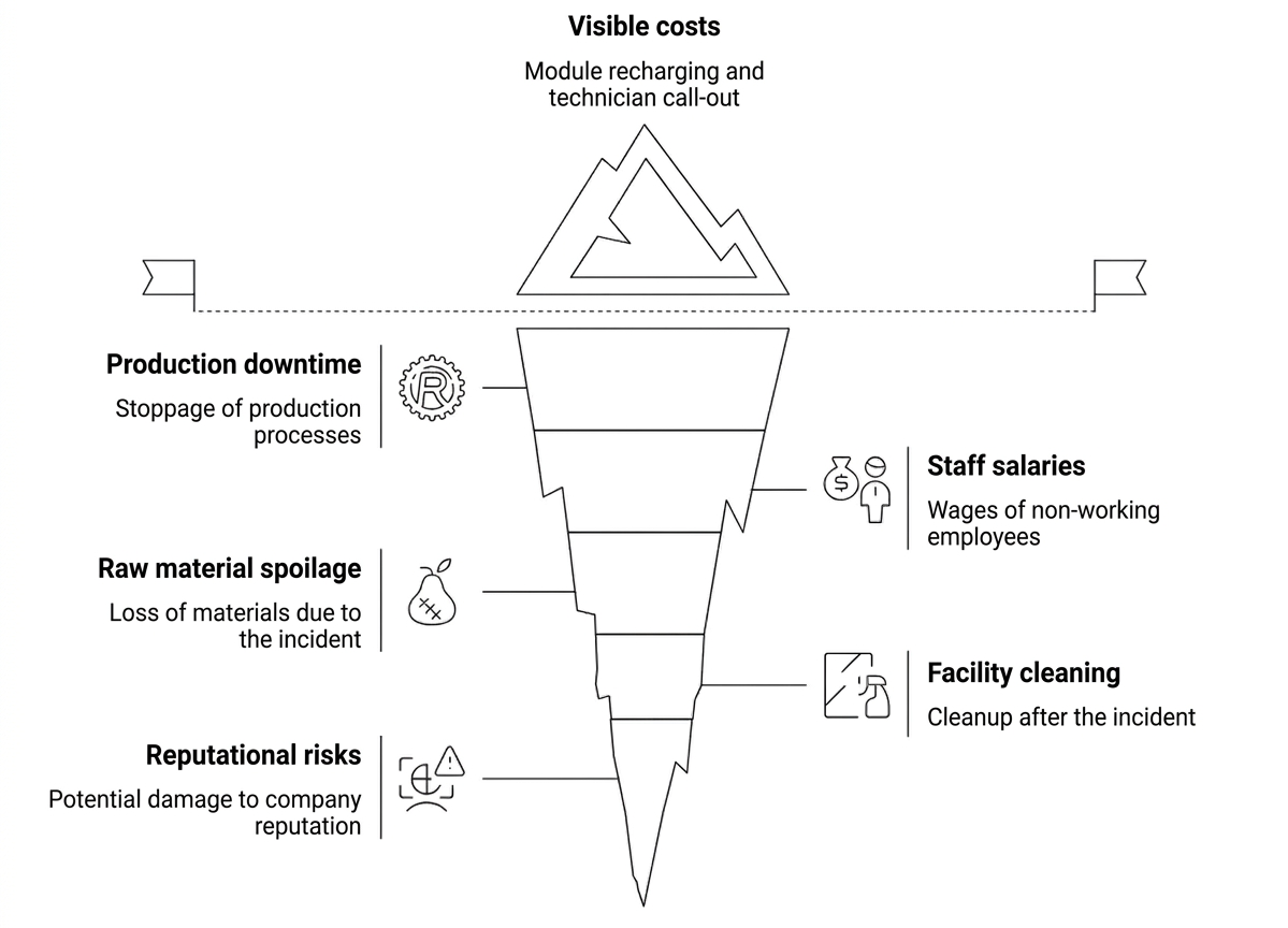 Fig. 1. The false alarm loss iceberg: visible expenses vs. hidden losses