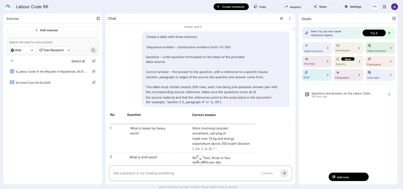 Screenshot 2.1. NotebookLM / Regelwerk