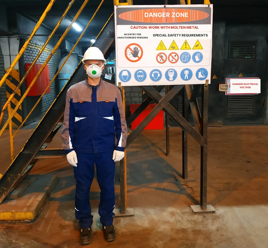 Figura 12. Indumenti da lavoro e DPI del lavoratore devono corrispondere al cartello