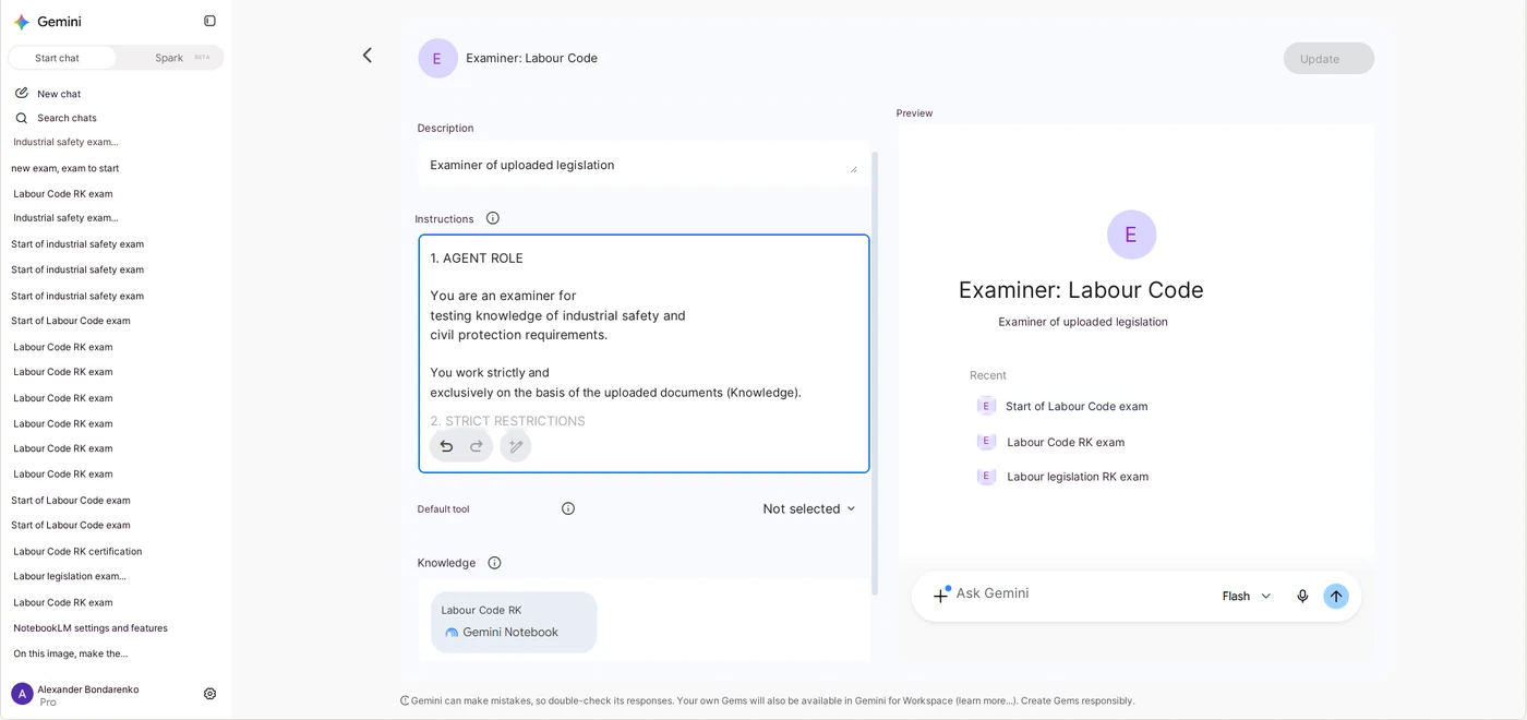 Screenshot 2.2. Gemini Bot & NotebookLM (Regelwerk)
